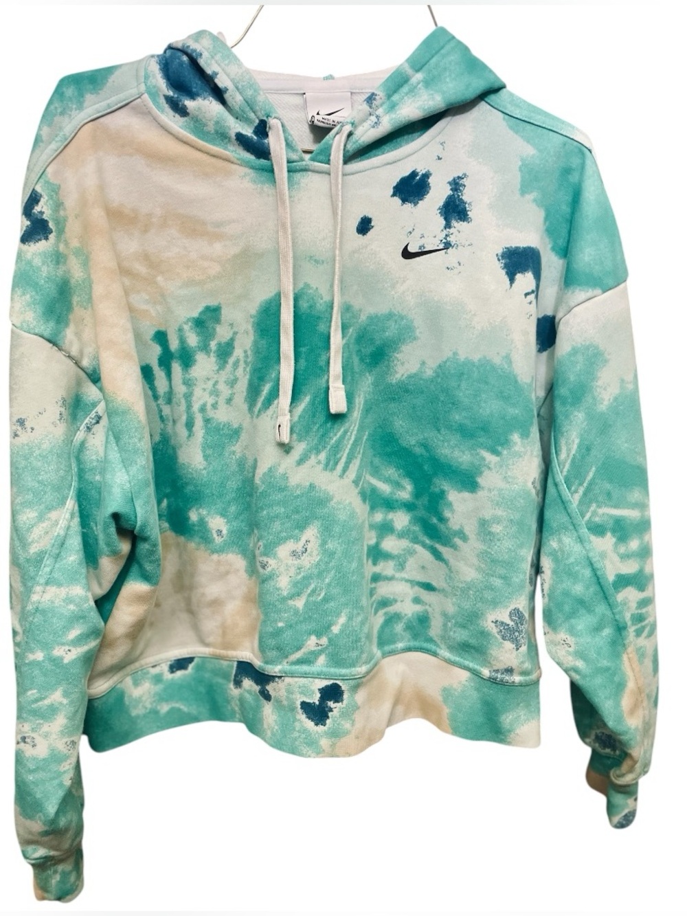 Nike Women's Cropped Teal Tie-Dye Hoodie